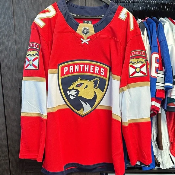 Sergei Bobrovsky Florida Panthers Fanatics Premium Jersey - Red - Picture 1 of 6